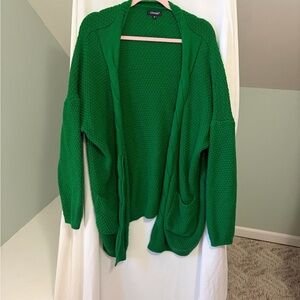 U.Vomade Women’s Green Open-Front Oversized Sweater 1x